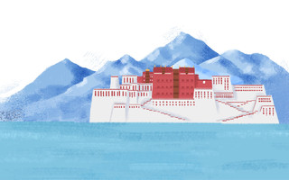 西藏布达拉宫卡通插画素材